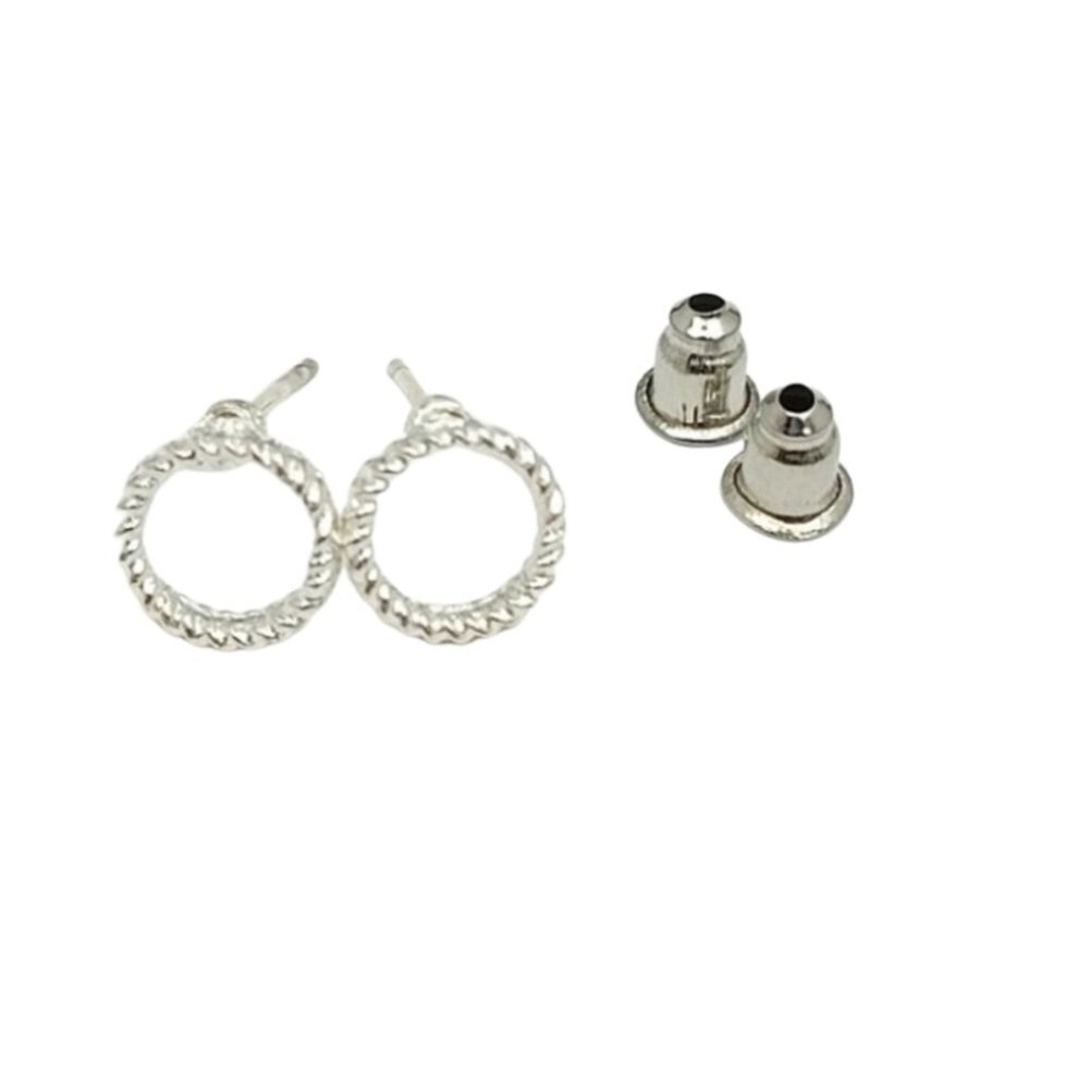3/$15 Mini Silver Round Rope Stud Earrings Minimalist Womens Girls Jewelry